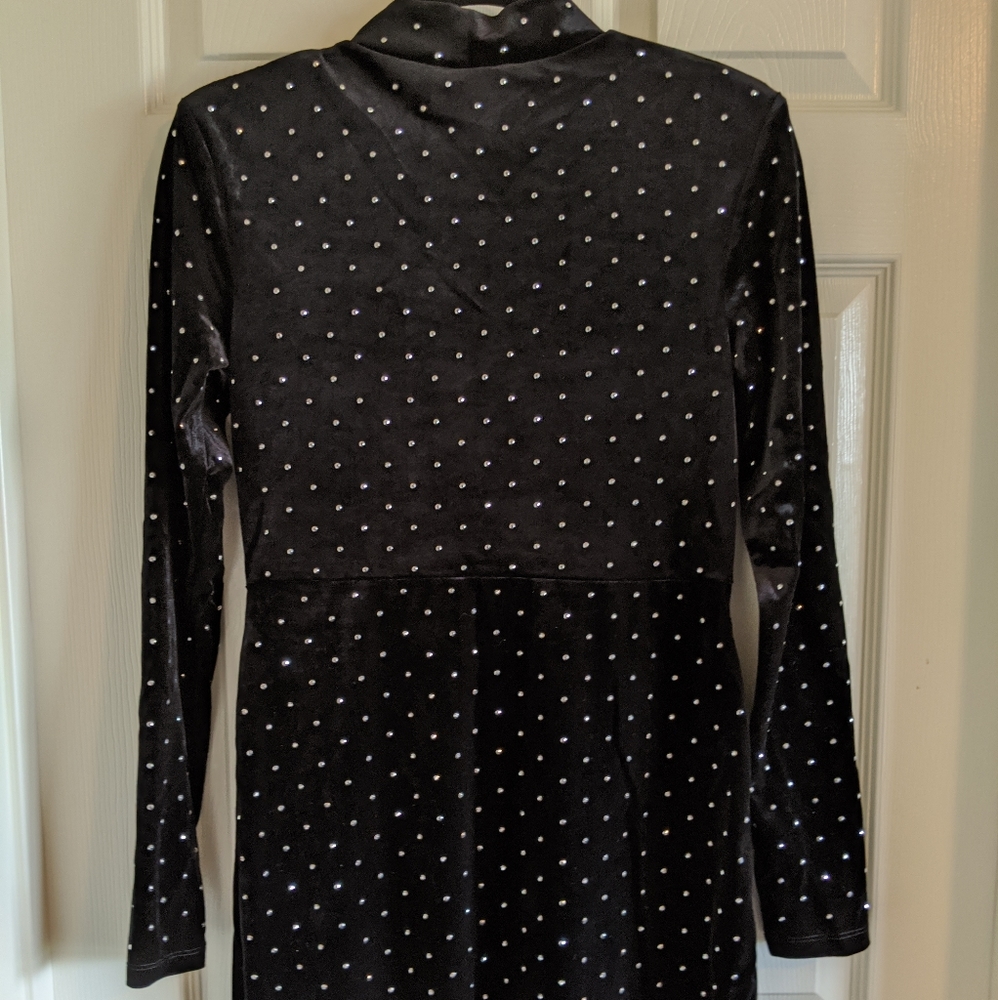 NWT H&M Black Velvet fitted dress w/ rhinestones